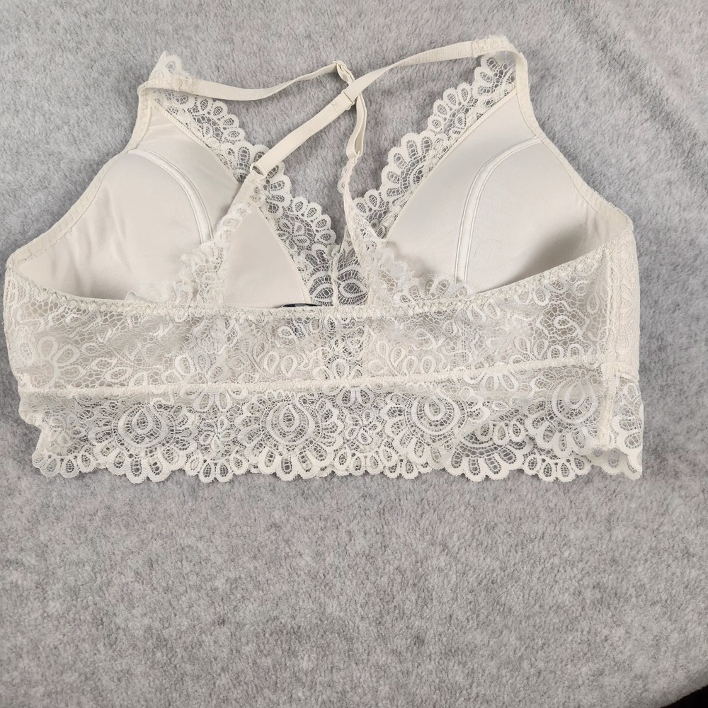 BKF Essentials Womens XL Ivory Lace Bralette Crop Top Padded Lined Adjustable... - Picture 5 of 7